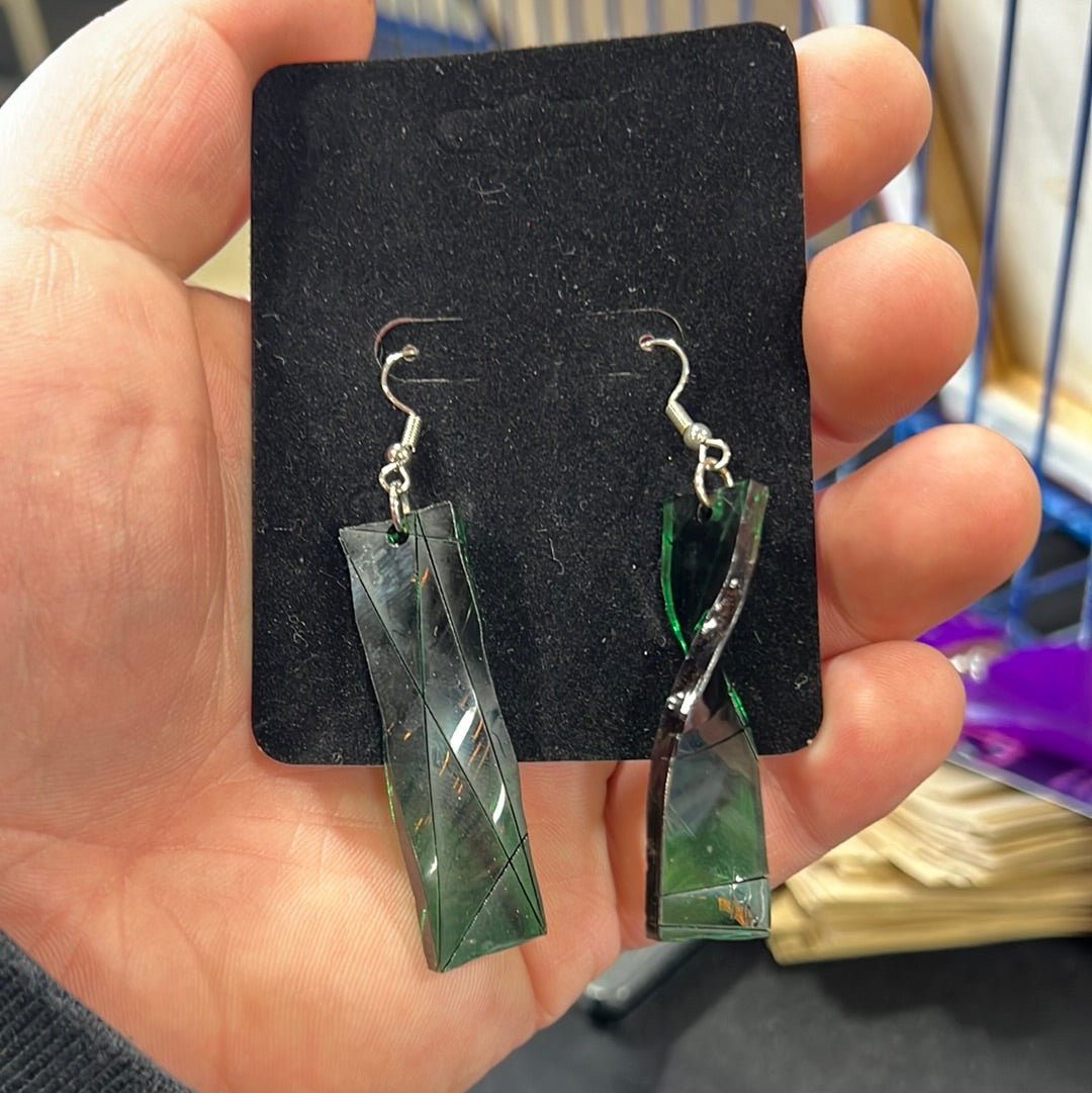 Dark Green Rectangular Acrylic Earrings