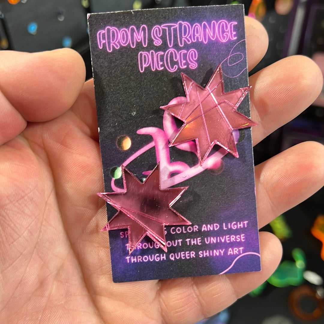 Metallic Pink Star Earrings