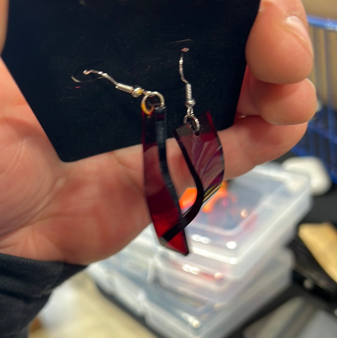 Dark Red Acrylic Earrings