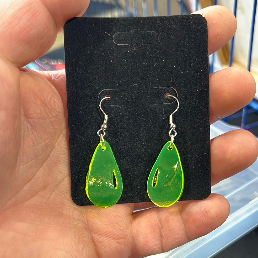 Neon Yellow Tear Drop Acrylic Earrings