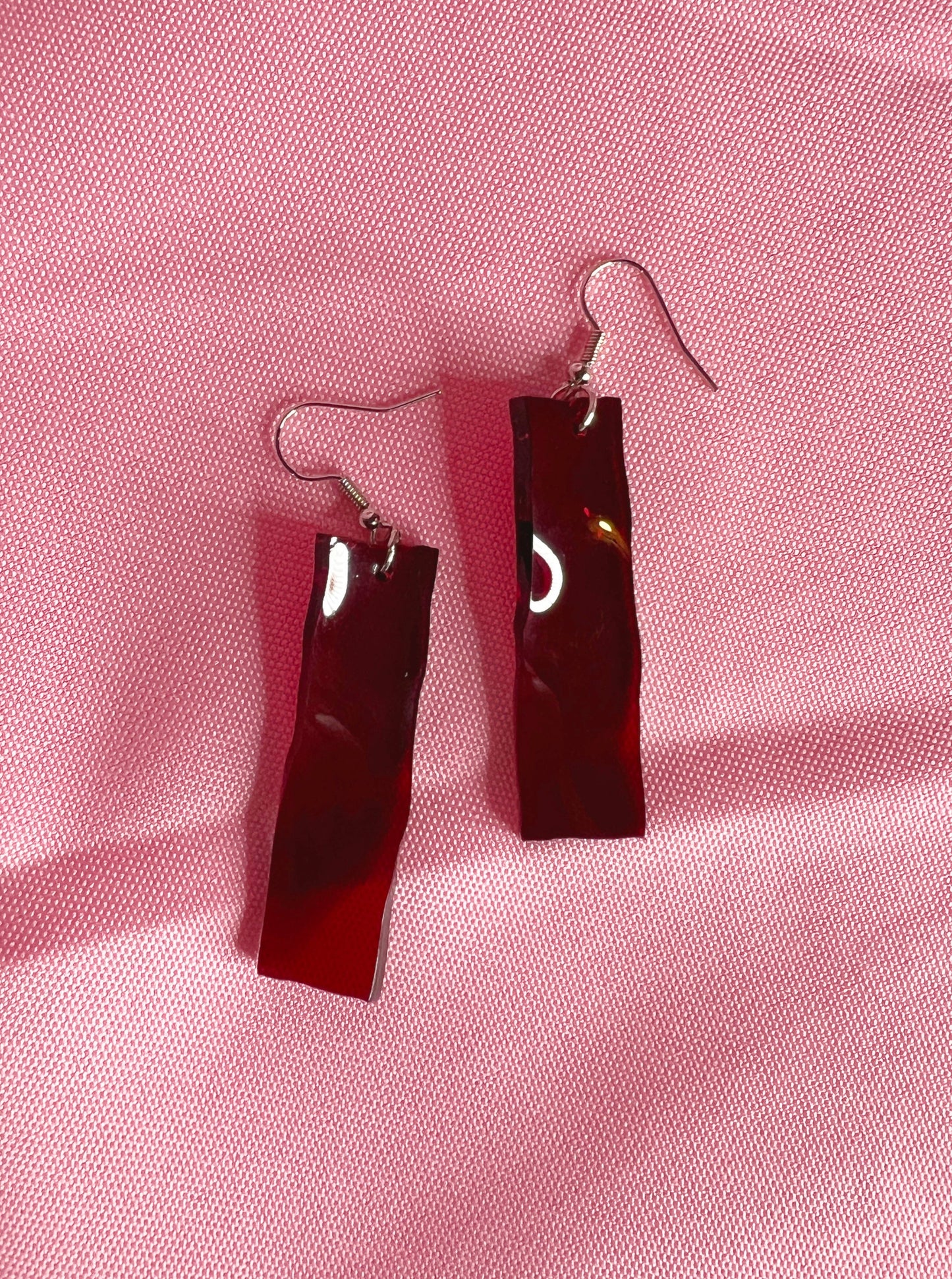 Dark Red Acrylic Rectangular Earrings