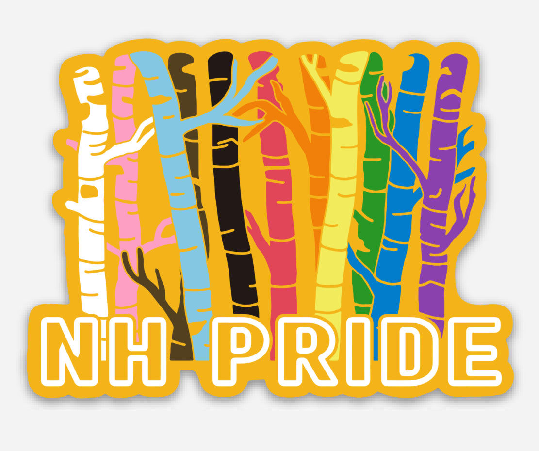 NH PRIDE STICKER, BIRCH TREES