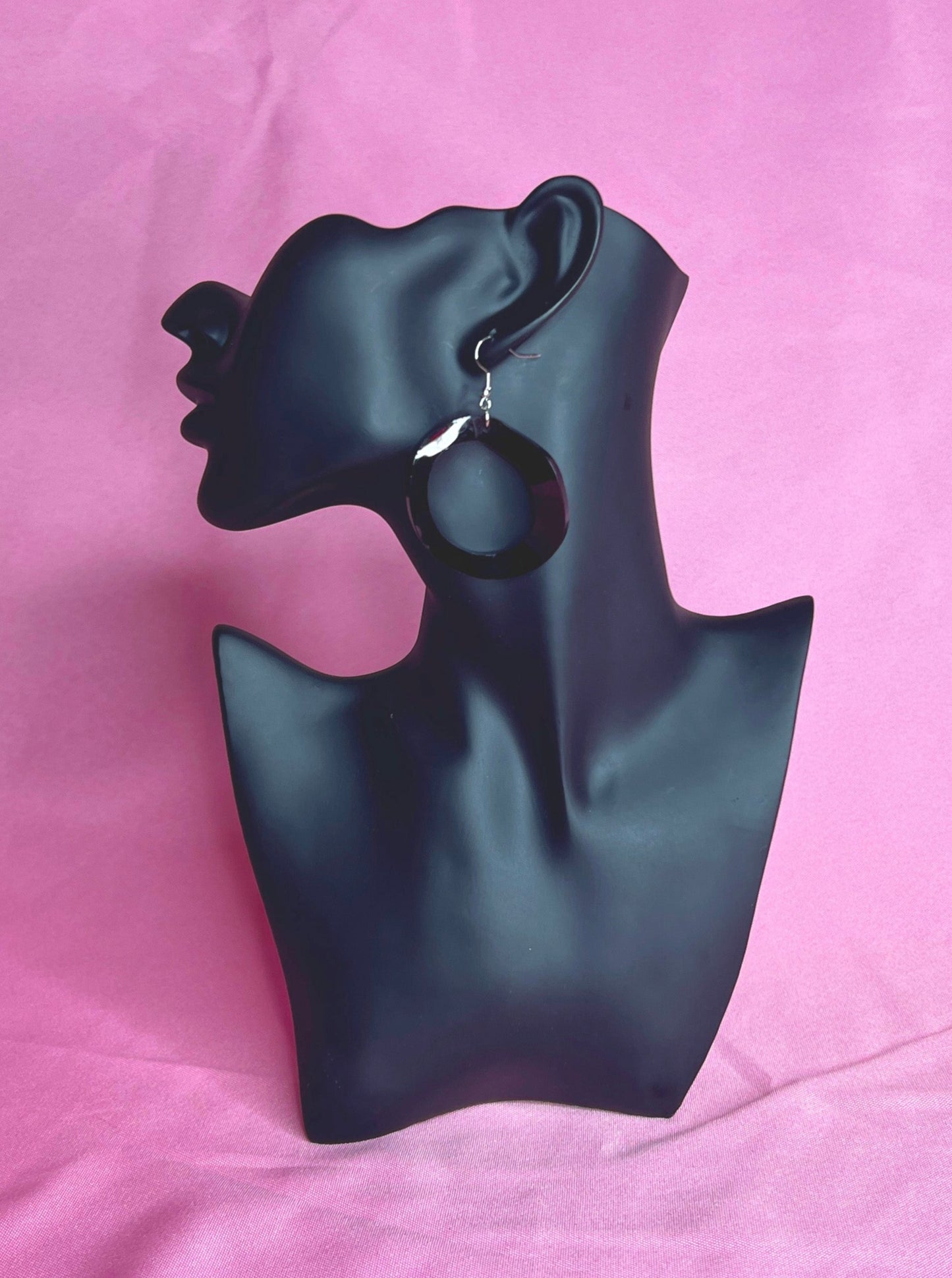 Dark Red Acrylic Wobbly Hoop Earrings