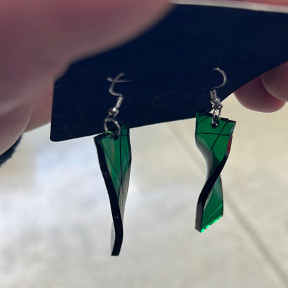 Dark Green Rectangular Acrylic Earrings